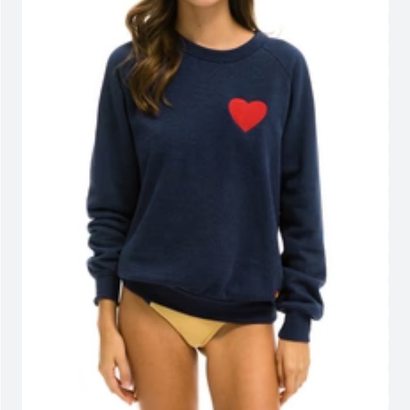 Aviator Nation Heart Embroidery Sweatshirt -Navy  Size 2XL ❤️ unisex - Picture 3 of 13